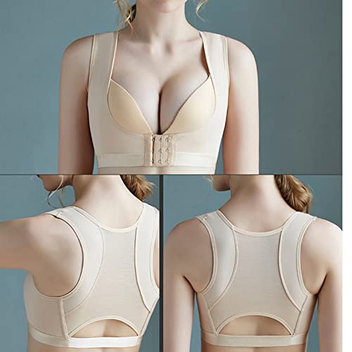 Pecho Brace Up Mujer Jorobada Ortesis Mama Respaldo Corrector de Postura Fajas Anti-cifosis Corrección Cinturón Sujetador Soporte Shaper Chaleco Tops (Piel, Mediano)