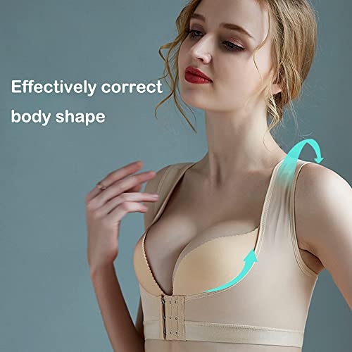 Pecho Brace Up Mujer Jorobada Ortesis Mama Respaldo Corrector de Postura Fajas Anti-cifosis Corrección Cinturón Sujetador Soporte Shaper Chaleco Tops (Piel, Mediano)