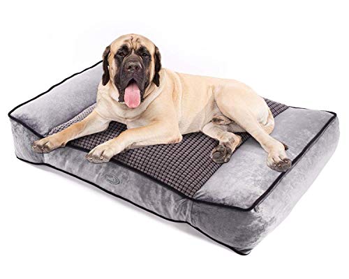 Pecute Cama Perro Ortopédica Colchón Perro Lavable Cama de Espuma viscoelástica para Perros con Funda Desenfundable Sofá Cama para Mascotas con Espuma De Caja De Huevos, Gris (L Altura 20cm)