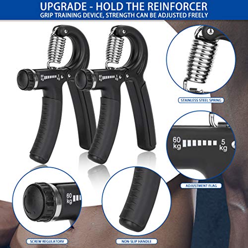 peinat 2 Piezas Fortalecedores de Mano Hand Grips Strengthener 5-60KG Ajustables Fortalecedor de Agarre para Entrenamiento Antebrazo Muñeca Pacientes con Lesiones Musculares y Oficinista