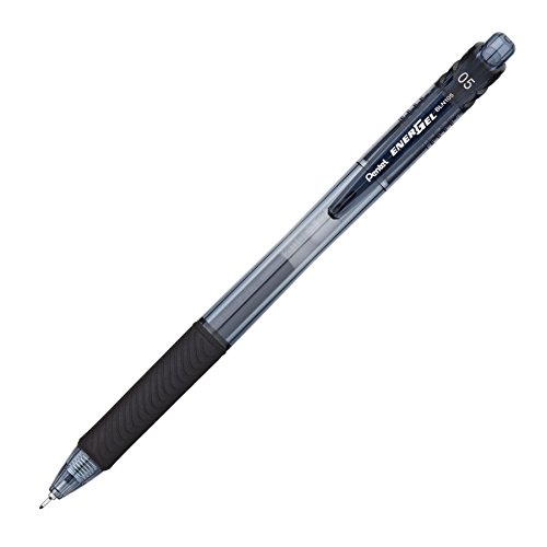 Pentel - Bolígrafo Energel retráctil con punta de aguja. Escritura en color negro. - Pack de 12