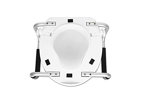 PEPE - Elevador WC Adulto con Reposabrazos (10 cm de altura), Elevador WC con Tapa, Asiento Elevador WC, Asiento WC Ortopédico, Elevador WC, Elevador Inodoro, Alzador WC Adulto con Asas, Blanco.