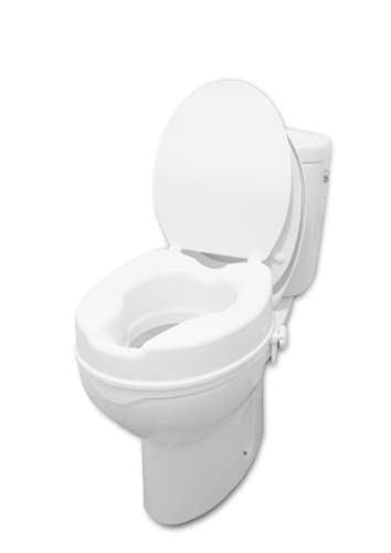 PEPE - Elevador WC con Tapa (10 cm de altura), Asiento Elevador WC Adultos, Elevador WC Universal, Asiento WC Ortopédico, Elevador Inodoro Personas Mayores y Minusválidos, Alzador WC Adulto, Blanco.