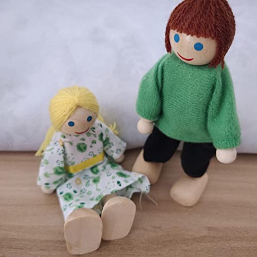 PERFECTHA Happy Doll Family Miniatura 8 Personas Conjunto de Juguete Muñecas articuladas de Madera Niños Muppet Juguetes de simulación Personajes Vestidos con Cuentos