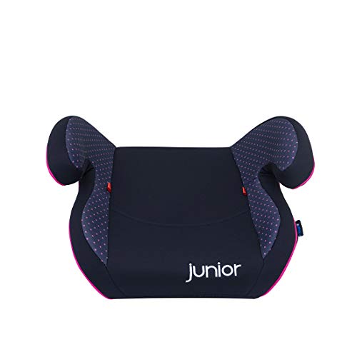 Petex Max 112 Asiento elevador infantil de coche, grupo ECE 2-3, niños de aprox. 3,5-12 años, 15-36 kg, negro/rosa