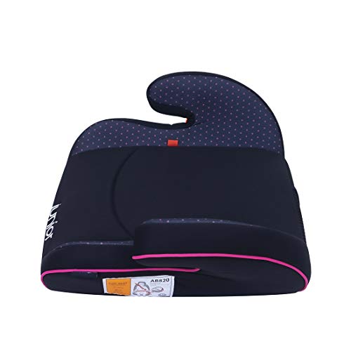 Petex Max 112 Asiento elevador infantil de coche, grupo ECE 2-3, niños de aprox. 3,5-12 años, 15-36 kg, negro/rosa