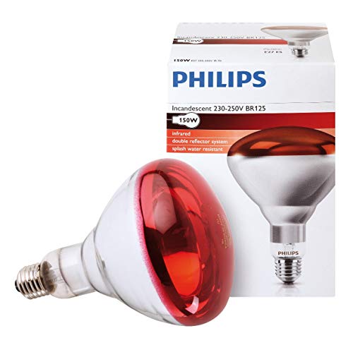 Philips Infrared Industrial Lámpara Reflectora Incandescente de Infrarrojo, Rojo, 150 W