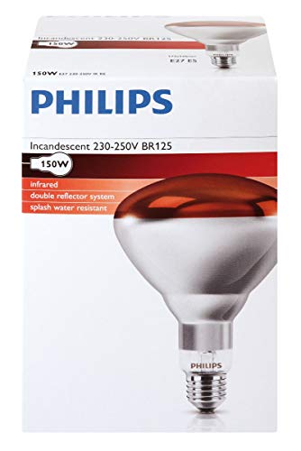 Philips Infrared Industrial Lámpara Reflectora Incandescente de Infrarrojo, Rojo, 150 W