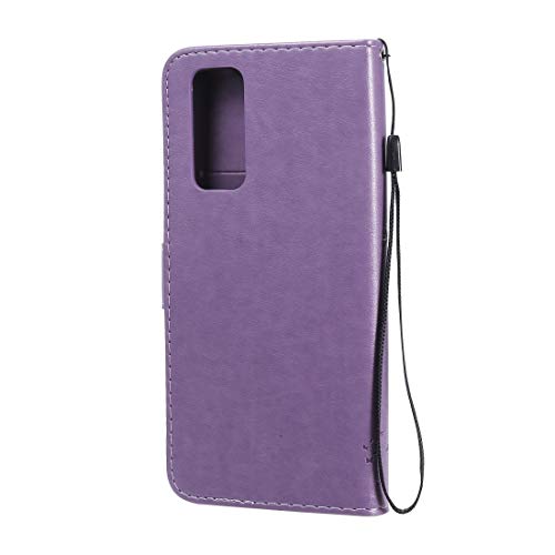 PHONETABLETCASE+ / for Compatible with Huawei Honor 30 Árbol y Gato Patrón en Relieve Patrón Horizontal Funda de Cuero con Soporte y Ranuras Tarjetas y Billetera y cordón,Protección de la Cubierta de