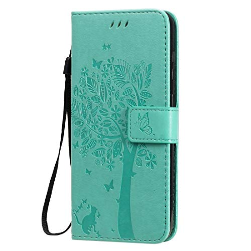 PHONETABLETCASE+ / for Compatible with Nokia 2.3 Funda de Cuero Horizontal de Flip de patrón de árbol y Gato con Soporte y tragamonedas y Billetera y cordón,Protección de la Cubierta de la Cubierta a