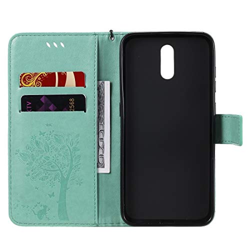 PHONETABLETCASE+ / for Compatible with Nokia 2.3 Funda de Cuero Horizontal de Flip de patrón de árbol y Gato con Soporte y tragamonedas y Billetera y cordón,Protección de la Cubierta de la Cubierta a