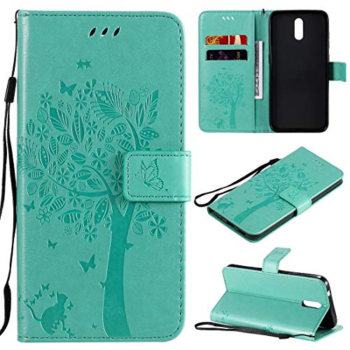 PHONETABLETCASE+ / for Compatible with Nokia 2.3 Funda de Cuero Horizontal de Flip de patrón de árbol y Gato con Soporte y tragamonedas y Billetera y cordón,Protección de la Cubierta de la Cubierta a