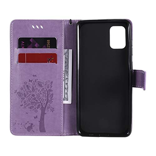 PHONETABLETCASE+ / for Compatible with Samsung Galaxy A31 Árbol y Gato Estuche de Cuero Horizontal Flip Funda con Soporte y Ranuras Tarjetas y Billetera y cordón,Protección de la Cubierta de la cubie