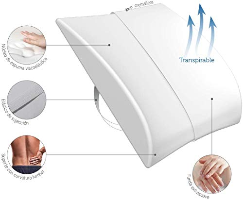 Pikolin Home - Almohada viscoelástica lumbar ergonómica adaptable para aliviar el dolor y las tensiones de la espalda de firmeza media