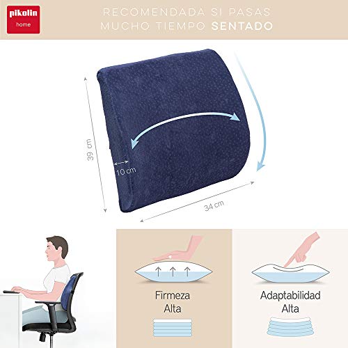 Pikolin Home - Almohada viscoelástica lumbar ergonómica adaptable para aliviar el dolor y las tensiones de la espalda de firmeza media