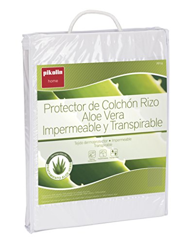 Pikolin Home - Protector de colchón de algodón de rizo con acabado dermoprotector de Aloe Vera, impermeable y transpirable