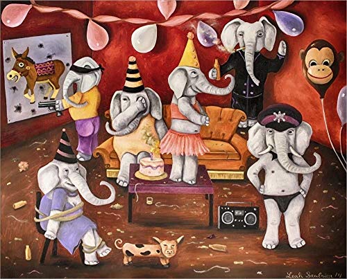 (Pinturas de Alta definición, Pinturas Decorativas, pósters de Estrellas) White Elephant Party de Leah Saulnier (Lámina)