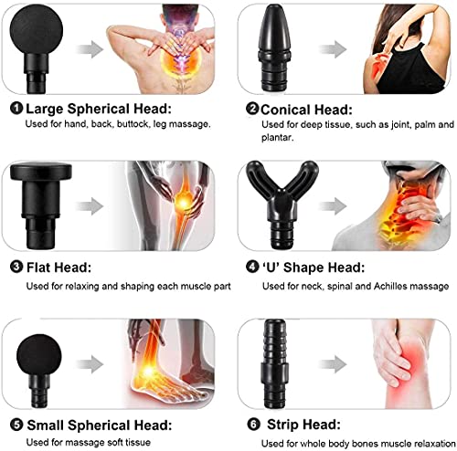 Pistola de masaje, dispositivo de masaje, masajeador de percusión eléctrico dispositivo de terapia de mano para relajar vibraciones de choque músculos profundos