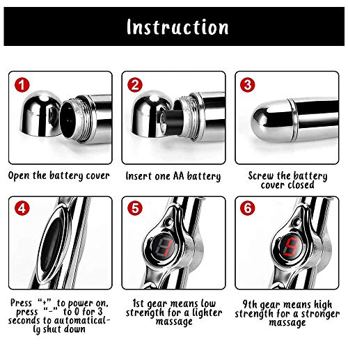 Pluma de acupuntura 5 en 1 con 5 cabezales de masaje, con energía meridiana eléctrica para curar el cuerpo, herramienta de terapia de masaje para aliviar el dolor