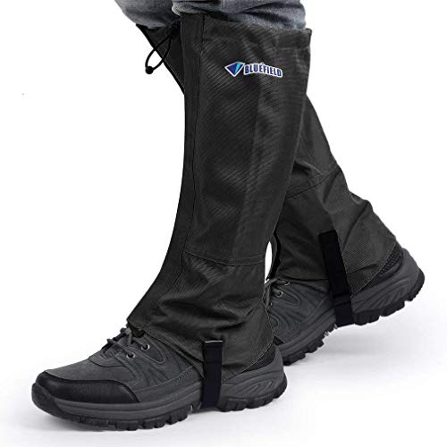 Polainas de Acampada y Marcha, Polainas Impermeable para Aire Libre, Deporte alpino, Escalada. a prueba de Nieve, Rocío, Polvo, Barro y Arena-XL Negro