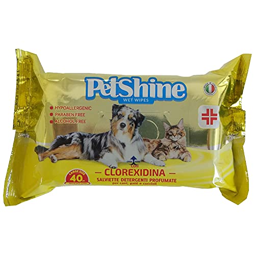 PORRINI Toallitas Higiene para Perro y Gato, Clorexidina