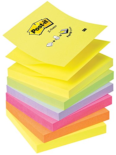 Post-It R-330-Nr - Notas Adhesivas, 6 Unidades, Multicolor (Arcoiris de Neón)