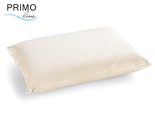 Primo Line Almohada de Látex Clásica Tamaño 40x60 cm Altura 14 cm con Funda de Almohada de Algodón extraíble