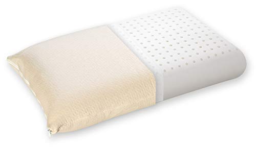 Primo Line Almohada de Látex Clásica Tamaño 40x60 cm Altura 14 cm con Funda de Almohada de Algodón extraíble