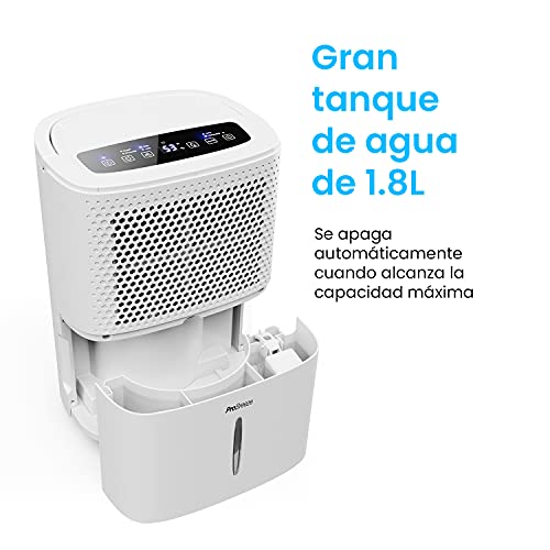 Pro Breeze Deshumidificador 12L/día con Pantalla LED, Sensor de Humedad, 3 Modos, Drenaje Continuo, Secado de Ropa y Temporizador. Elimina Humedad y Condensación de la Casa