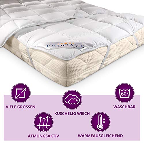 PROCAVE Micro Confort Protector colchón en Varios tamaños, Made in Germany, Funda colchón de Microfibra y poliéster, Soft Touch, Válido para Camas de Agua y Box Spring, 140x200 cm