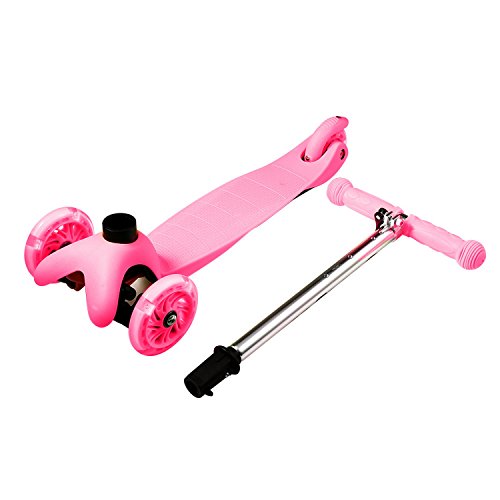 Profun Patinete 3 Ruedas Patinete Niños con Luces Patinete Infantil Altura del Manillar Ajustable Patinete Niña con Freno Patinete Scooter Ideal para Niños de 3-10 Años (Menores de 1,2 Metros) (Rosa)