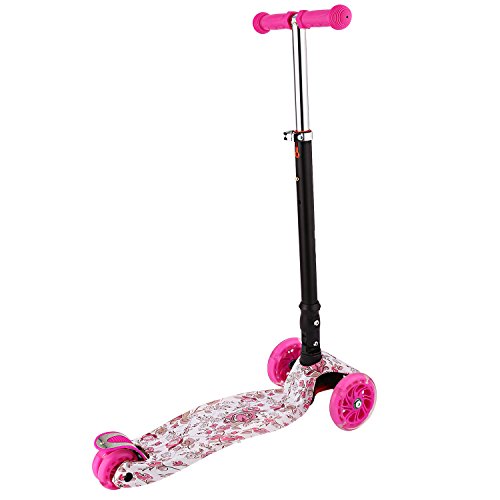 Profun Patinete Niño, Patinete para Niños 3 a 10 Años， Patinete Plegable con Ruedas de luz LED Patinetes de Altura Ajustable para Niños y Niñas (77CM-87CM), Carga Máxima 50 KG