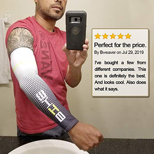 Protección solar UV Enfriamiento Mangas de compresión Mangas de brazo Hombres Mujeres Ciclismo, Blanco, Large