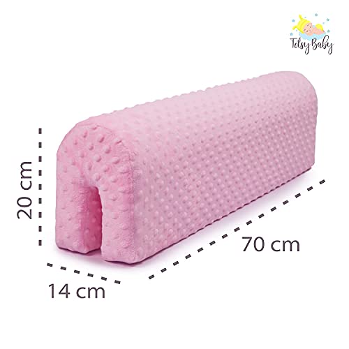 protector cuna barrera cama 90 cm - protector cama anticaida, infantil protector pared cama niños Rosado Minky