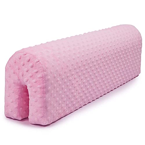 protector cuna barrera cama 90 cm - protector cama anticaida, infantil protector pared cama niños Rosado Minky