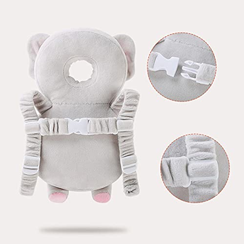 Protector para la cabeza del bebé con correas ajustables para recién nacidos, hombros, casa, primeros pasos de la infancia, cojín antigolpes para aprender a caminar (Elephant)