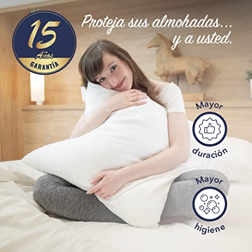 Protectores de almohada 50x75cm en algodón orgánico certificado GOTS, no impermeable, juego de 2, hecho en Europa, forro de algodón transpirable y absorbente, funda de almohada, cierre tipo sobre