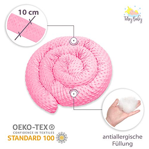 Protectores para cunas y camas de bebé 150 cm - Minky - Protector Chichonera Cama Bebé Cojín Parachoques Torre Protectores Rosa