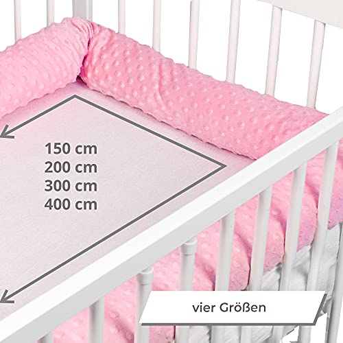 Protectores para cunas y camas de bebé 150 cm - Minky - Protector Chichonera Cama Bebé Cojín Parachoques Torre Protectores Rosa