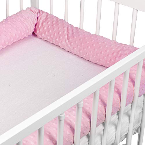 Protectores para cunas y camas de bebé 150 cm - Minky - Protector Chichonera Cama Bebé Cojín Parachoques Torre Protectores Rosa