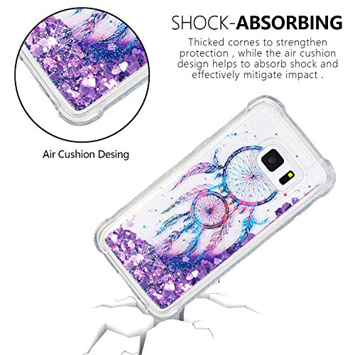 Ptny Case Funda Colgante movil con Cuerda para Colgar Samsung Galaxy S7 Carcasa Correa Transparente de TPU con Cordon para Llevar en el Cuello con Ajustable Collar Cadena Cordón, Flor Morada