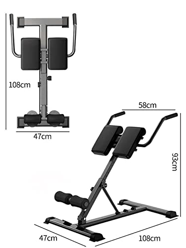 PTY Silla Romana Ajustable Entrenador de abdominales y espalda, Silla romana de hiperextensión para gimnasio en casa, Entrenador de espalda de hiperextensión Carga máxima 300 kg, Barra de inmersión pl