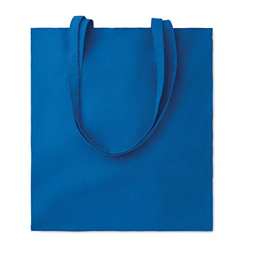 Publiclick® Lote 10 unidades Bolsa compra asas largas azul royal,Medidas 38X0,2X42 CM,Bolsa de algodón con asas largas. 140 gr/m2.