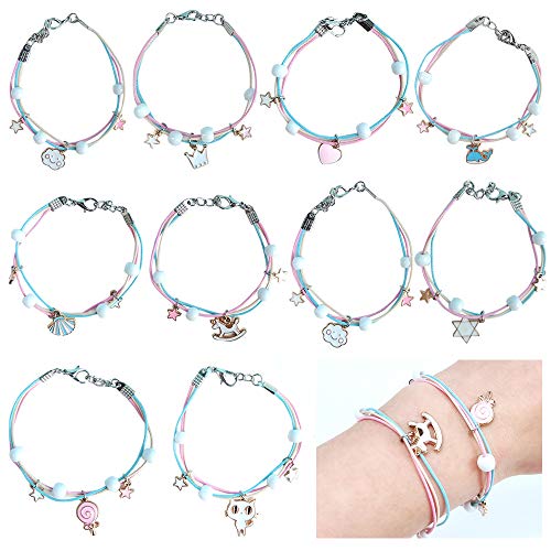 Pulsera Amistad Niña 10 Piezas Pulsera Niña Pulsera, Pulseras de Cuerda Trenzad Brazalete Joyería, Niña Regalo de Cumpleaños de Fiesta