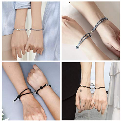 Pulseras Magnéticas de San Valentín para Parejas, Pulsera de Amistad, Juego de Pulseras Magnéticas de Amor para Amante Mujeres y Hombres, Regalo de Cumpleaños