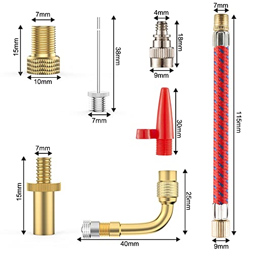 QeeFop 12Pcs Adaptador de Valvula de Bici Bicicleta Válvula Adaptador Válvula Presta a Schrader, DV AV SV Válvula de Coche Convertidor de Válvula de Inflado de Neumáticos para Compresor, Bombas