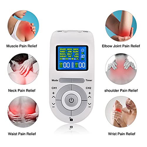 QNMM Tens Machine Massager EMS Electronic Pulse Massager Estimulador Eléctrico del Nervio Muscular Acupuntura Fisioterapia de Baja Frecuencia para Espalda, Hombros, Piernas, Brazos