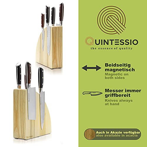 QUINTESSIO Bloque magnético para cuchillos sin cuchillos, soporte magnético de madera en ambos lados, bloque XL para cuchillos con imanes extra fuertes, soporte magnético para cuchillos de cocina