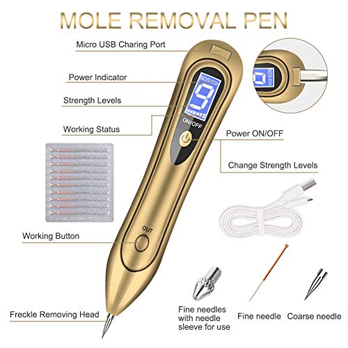 Quitar Verrugas Plasma Pen, Spot Eraser Pro, Manchas Cara Eliminación, 9 niveles de fuerza, USB portátil recargable para eliminación de verrugas faciales, pecas, nevus y pequeño tatuaje