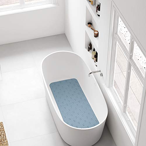 Rayen baño | Alfombra Ducha/bañera | Suave y Acolchada | Base Antideslizante | con ventosas de Alta Resistencia, Azul, Medidas: 45 x 91 cm